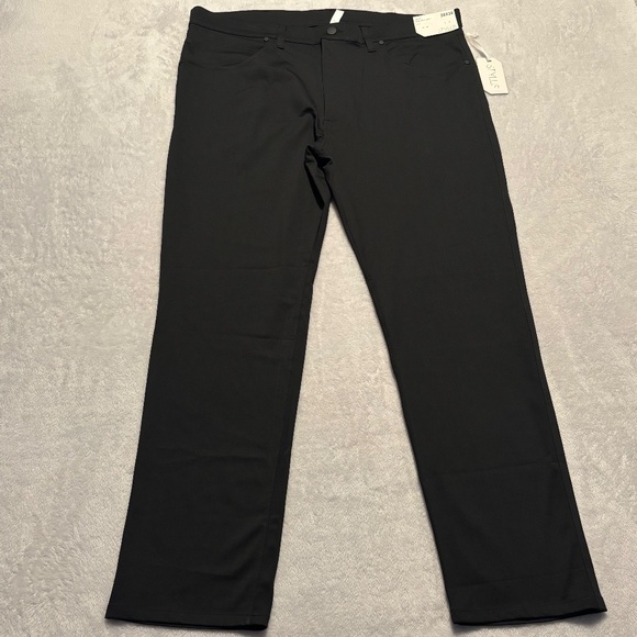 Stylus Slim Fit 5-Pocket Flat Front Dress Pants, Black - Size 38X30 - Picture 1 of 8